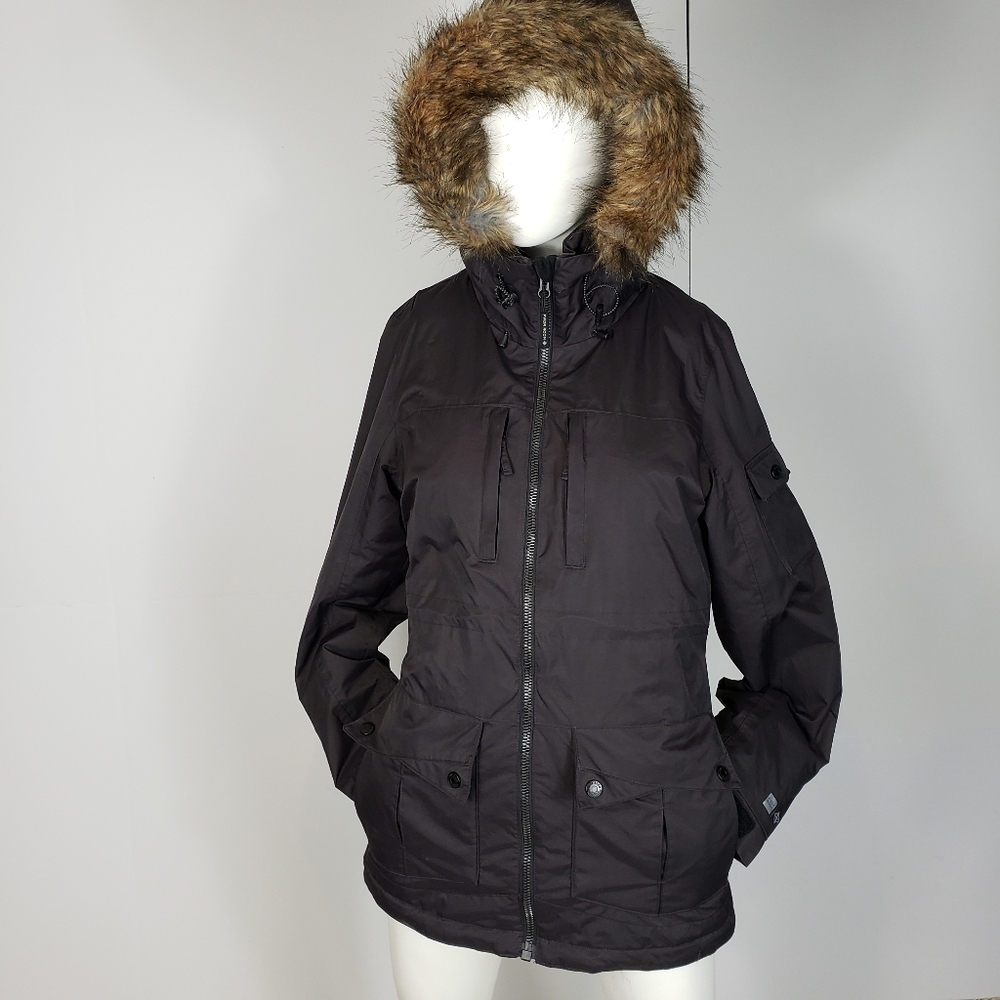 PWDR Room Black Hooded Fur Ski Jacket